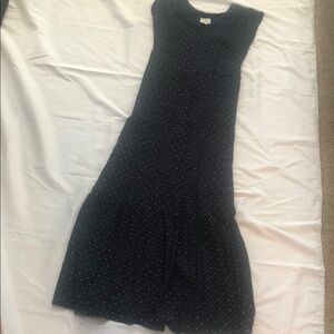 Caslon Cap Sleeve Drawstring Tiered Maxi Dress—Navy—Small